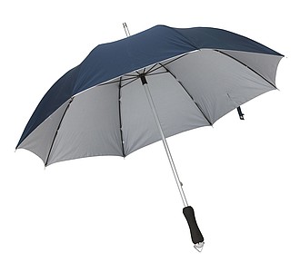 Klasický deštník, nám. modř, stříbrná. Průměr 106 cm.