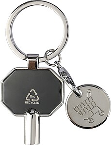 Klíčenka s mincí na nákup, černá