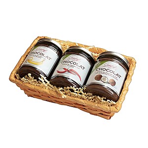 KOBATCHI Dárková sada čokoládového krému s banánem, čokoládového krému s chilli a čokoládového krému s kokosem