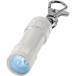Kovová klíčenka se 3 bílými LED světly, stříbrná - klíčenky s potiskem