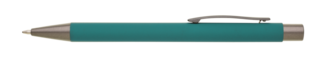 Kovová propiska s pogumovaným povrchem, tyrkysová