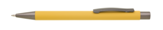 Kovová propiska s pogumovaným povrchem, žlutá