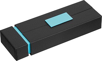 Kovová psací sada propisky a rolleru, světle modrá