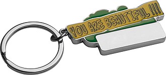 Kovový přívěsek na klíče "You are beautiful ", zelený - reklamní předměty