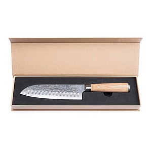 Kuchařský santoku nůž s dřevěnou rukojetí