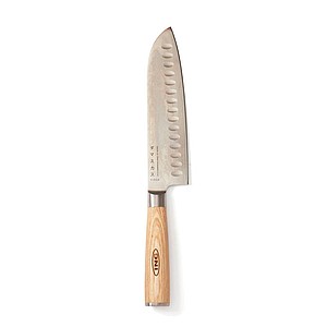 Kuchařský santoku nůž s dřevěnou rukojetí