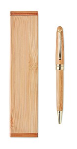Kuličkové pero s modrou náplní v krabičce z bambusu