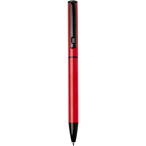 Kuličkové pero Verton z recyklovaného hliníku s otočným mechanismem a krytem (modrá barva), červená
