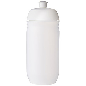 Láhev na pití 500ml, tělo je matně čiré z měkkého plastu, víčko je bílé