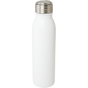 Láhev na pití, 700ml, z nerezové oceli s poutkem, bílá - ekologické reklamní předměty