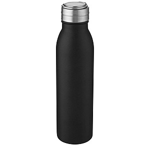 Láhev na pití, 700ml, z nerezové oceli s poutkem, černá