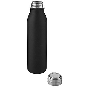 Láhev na pití, 700ml, z nerezové oceli s poutkem, černá
