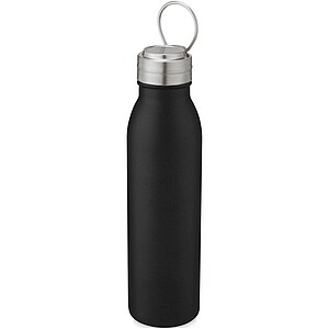 Láhev na pití, 700ml, z nerezové oceli s poutkem, černá