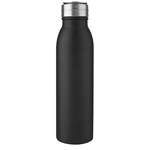 Láhev na pití, 700ml, z nerezové oceli s poutkem, černá