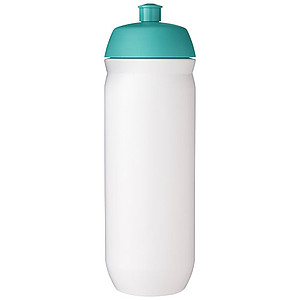 Láhev na pití 750ml, tělo je bílé z pružného plastu, víčko je tyrkysové