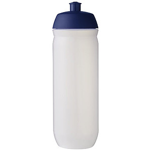 Láhev na pití 750ml, tělo je matně čiré z pružného plastu, víčko je modré