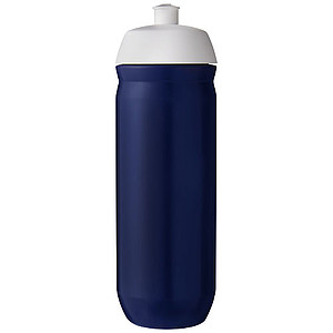 Láhev na pití 750ml, tělo je modré z pružného plastu, víčko je bílé