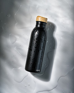 Láhev na pití z recyklované oceli, 600ml, černá
