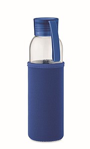Láhev na pití z recyklovaného skla, neoprenový rukáv, 500ml, královská modrá