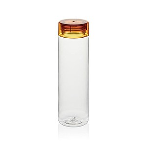 Láhev na pití z RPET, 600ml, transparentní s oranžovým víčkem