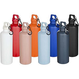 Láhev na vodu s karabinou z recyklovaného plastu 750 ml, bílá