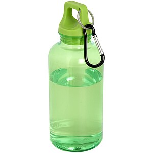 Láhev z recyklovaného plastu s karabinou, 400ml, zelená