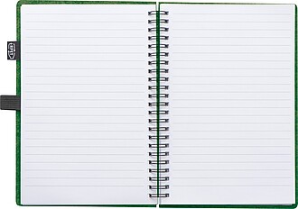 Linkovaný zápisník A5, 80 listů, desky z RPET plsti, tmavě zelená