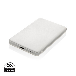 Magnetická powerbanka 5000mAh 5W z RCS hliníku, stříbrná