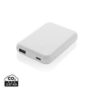 Magnetická powerbanka 5000mAh 5W z RCS plastu, bílá - reklamní předměty