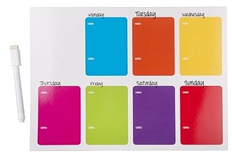 Magnetická tabulka na ledničku s týdenním kalendářem, popisovačem a čistítkem - reklamní předměty
