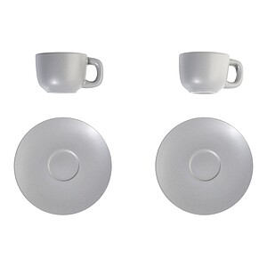 MALBUN Sada šálků na espresso, 85 ml, šedá