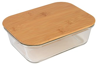 MANA Skleněný lunchbox s bambusovým víčkem, 1060ml
