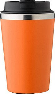 MARON Cestovní hrnek z nerezové oceli a PP, 350 ml, oranžová