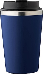 MARON Cestovní hrnek z nerezové oceli a PP, 350 ml, tmavě modrá