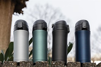 Matný kovový vakuový termohrnek, objem 300ml, černá