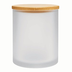 Matný skleněný hrnek s uchem a bambusovým víčkem, 330ml