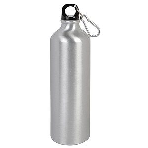 MERY Hliníková láhev na pití s karabinou,objem 750 ml, stříbrná - reklamní předměty