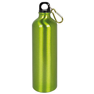 MERY Hliníková láhev na pití s karabinou, objem 750 ml, zelená - reklamní předměty