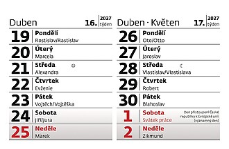 MINI 14denní kalendář 2027, stolní kalendář