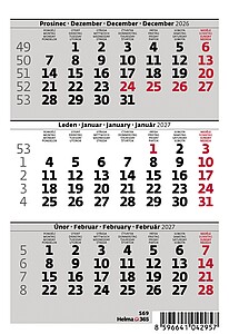 Mini tříměsíční kalendář 2027, stolní kalendář