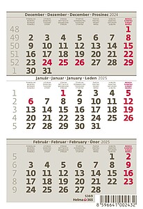 Mini tříměsíční kalendář 2027, stolní kalendář