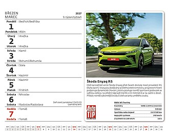 MiniMax Auta 2027, stolní kalendář