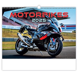 Motorbikes 2025, nástěnný kalendář, prodloužená záda - reklamní kalendáře