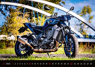 Motorbikes 2026, nástěnný kalendář, prodloužená záda