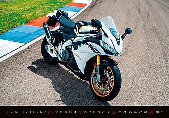Motorbikes 2026, nástěnný kalendář, prodloužená záda
