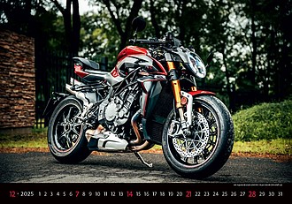 Motorbikes 2026, nástěnný kalendář, prodloužená záda