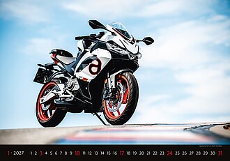 Motorbikes 2027, nástěnný kalendář, prodloužená záda