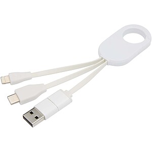 Nabíjecí kabel 4 v 1 z recyklovaného plastu, bílá