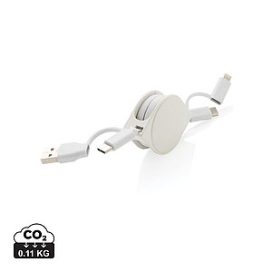 Nabíjecí kabel 6 v 1 z RCS recyklovaného plastu a TPE, bílý