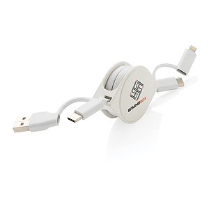 Nabíjecí kabel 6 v 1 z RCS recyklovaného plastu a TPE, bílý